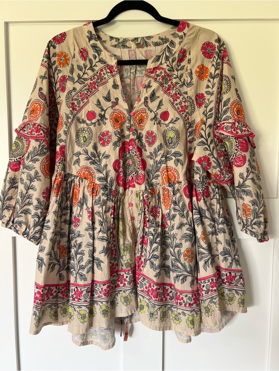 Free People Tops - Free People Floral Pink and Orange Avery Tunic Top